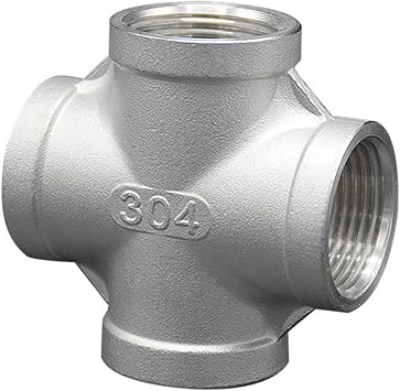304 Stainless Steel Cross Pipe Fitting - 4-Way Female NPT Connector for Water & Air Systems Pack of 1 3/4 INCH