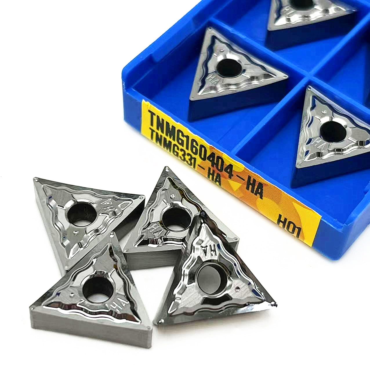 10 pièces CNC plaquettes en carbure d'aluminium TNMG160402 TNMG160404 TNMG160408-HA H01 outil de tournage externe CNC plaquettes en aluminium outil de coupe(TNMG160404-HA H01)