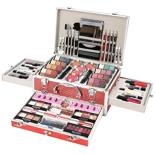 Kit de maquillaje todo en uno para adolescentes, kit de maquillaje profesional de 106 piezas para mujeres, incluye paleta de sombras de ojos, juego