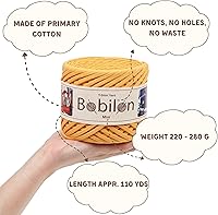 Vista 3 de Hilo de camiseta – 0.197-0.276 in – Cinta de punto para ganchillo, tejido, macramé, manualidades – 328.1 ft / 110 yardas – Hilo de algodón