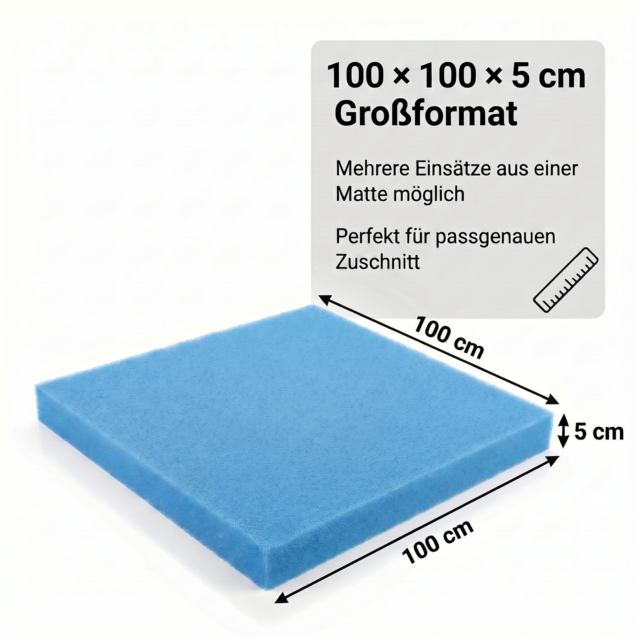 Pondlife Filterschaum blau 100x100x5 cm PPI 30 fein, Filtermatte Teich und Aquarium, zuschneidbar, zur optimalen Verwendung als Filtermedium in Teichfiltern