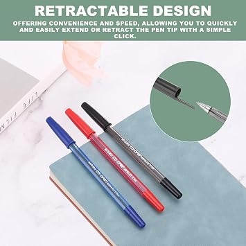 M&G Ballpoint Pen 0.7mm, 40pcs Retractable Fine Point Black Ink Click Ball Point Pen Writing Supplies for Journaling Home Office Classroom, Clear