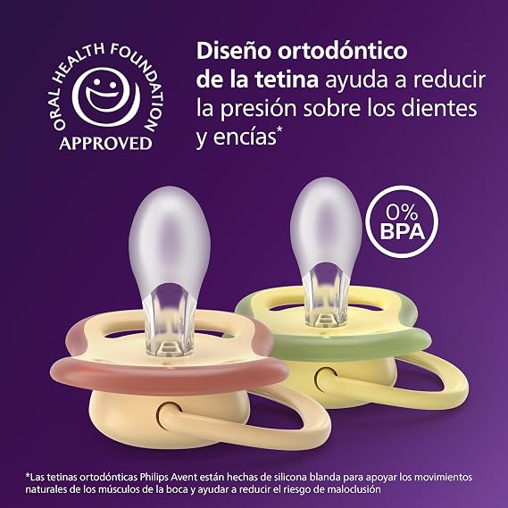 Philips Avent Ultra Air Pacifiers: Anatomically Designed, 0-6 Months, Symmetrical Soft Silicone Nipple, BPA-Free, 2 Sterilizer Cases, 4-Pack, SCF087/21