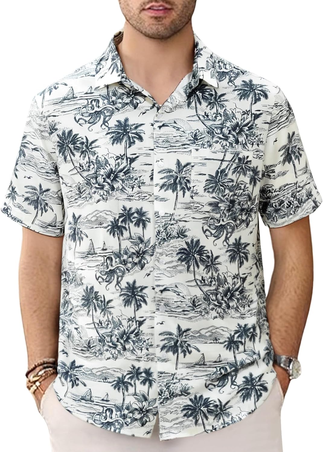 GSOU SNOW Mens Fishing Shirts Short Sleeve Button Up Hiking Shirt Cooling Quick Dry Vented