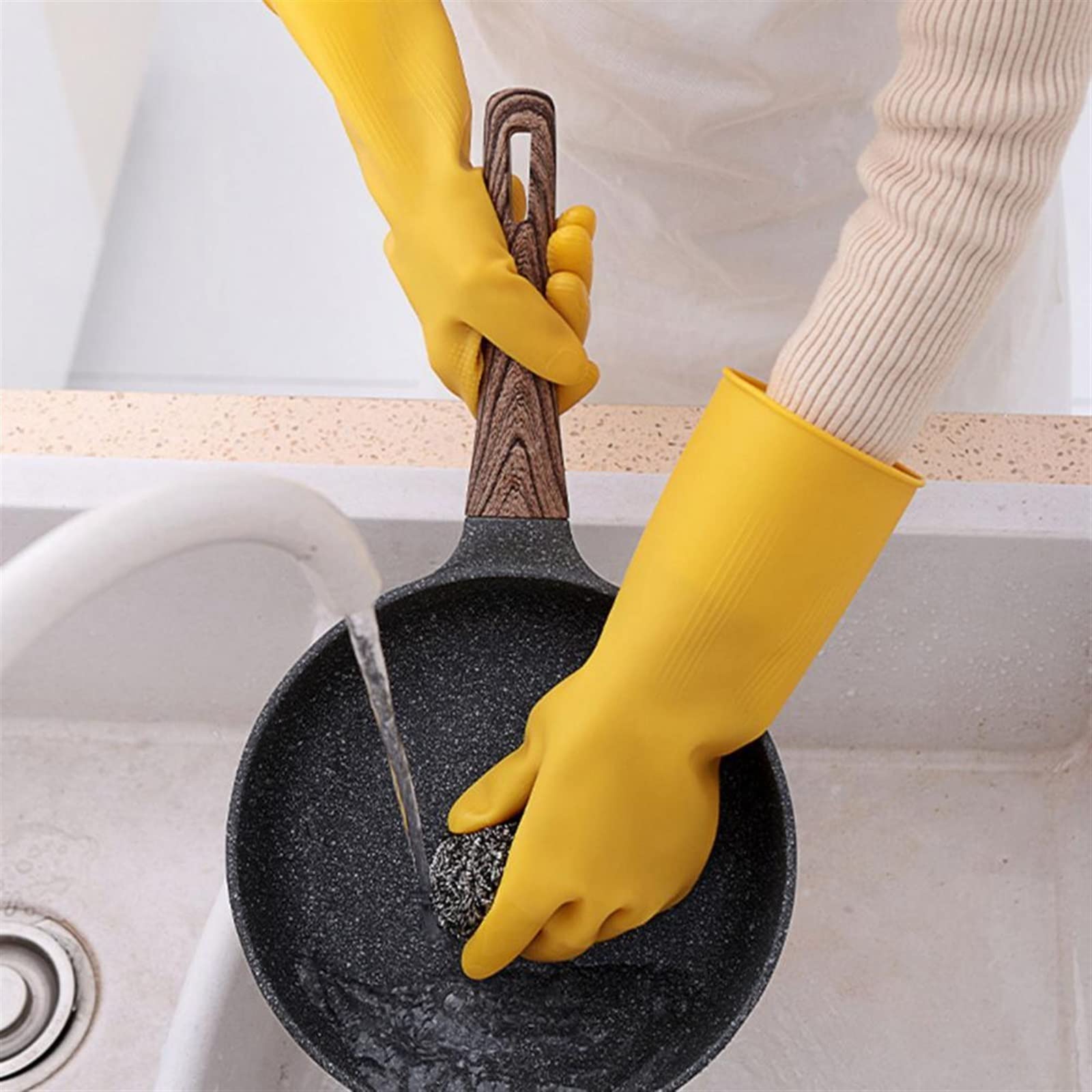 Guantes domésticos de lavado de caucho impermeable Kitchen Dish Washing Gloves Household Dishwashing Gloves For Washing Clothes For Dishes(Large)