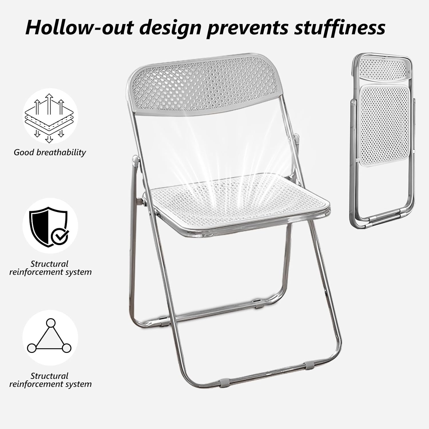 4 Pack Plastic Folding Chair Foldable Portable Plastic Chair,Outdoor Indoor Portable Party Chairs,Stackable Commercial Seats with Steel,300-Pound Capacity,White