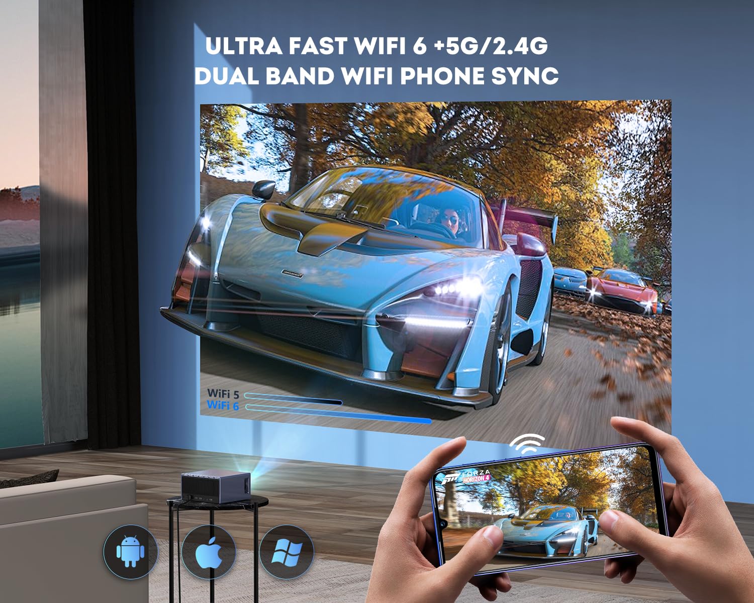 自宅で映画　REPABOW プロジェクター Amazon.com: 4K Projector with Wifi 6 & Bluetooth 5.3
