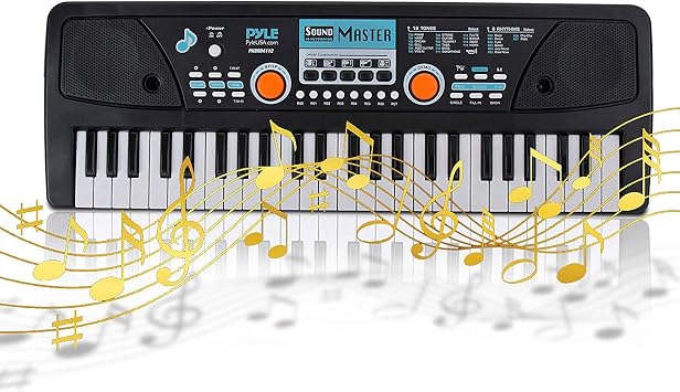 Pyle 49-Key Electric Piano Keyboard Portable Digital Music Keyboard with Drum Pad, Microphone, Record & Playback Mode for Beginners and Kids