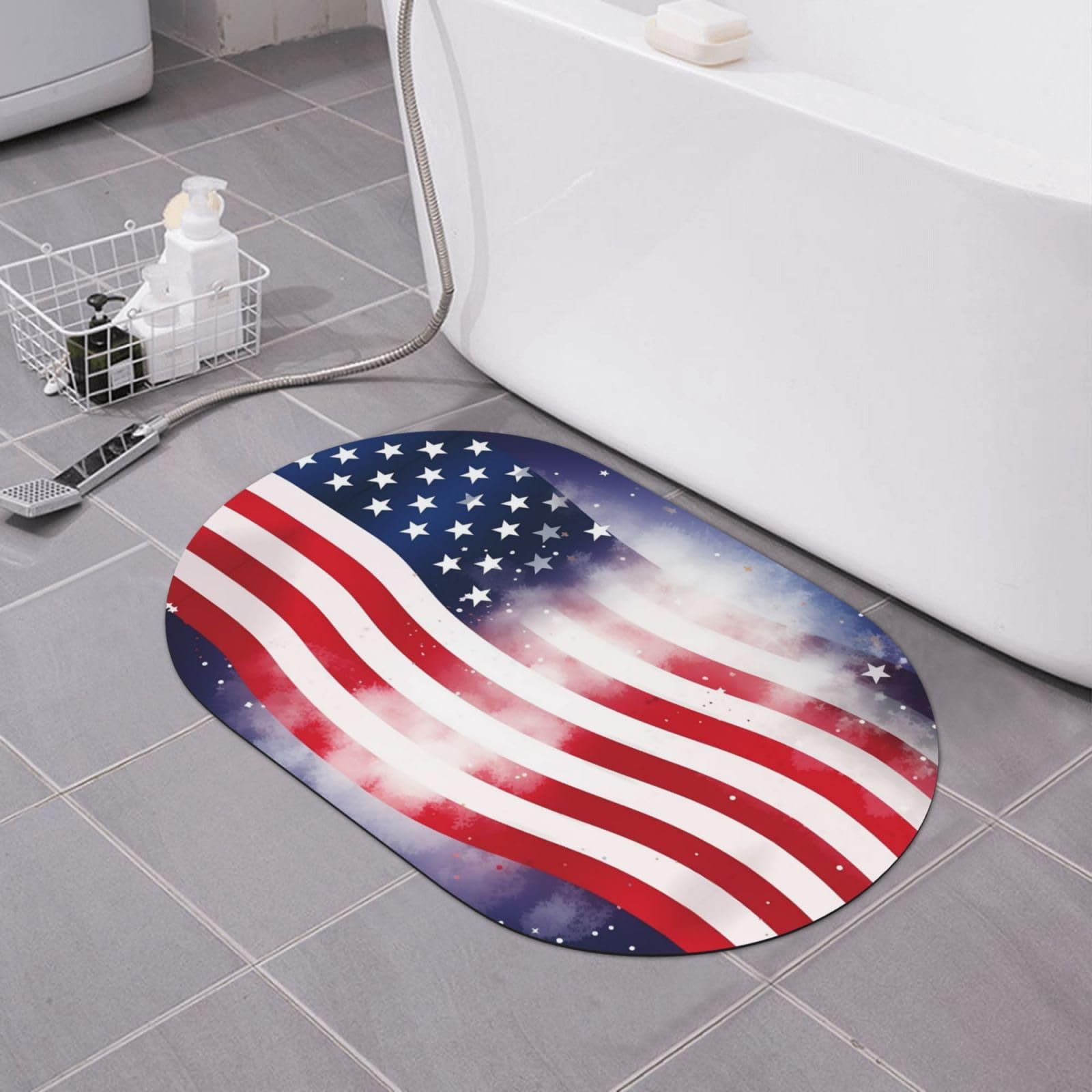 Paillasson imprimé drapeau américain séchage rapide pour douche