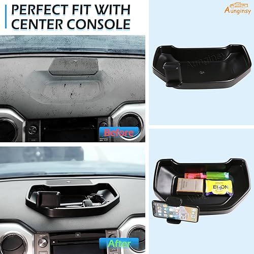 Vista 20 de Aunginsy Caja de almacenamiento para tablero de automóvil, bandeja organizadora para Toyota Tundra 2007-2021, bandeja de almacenamiento para consola