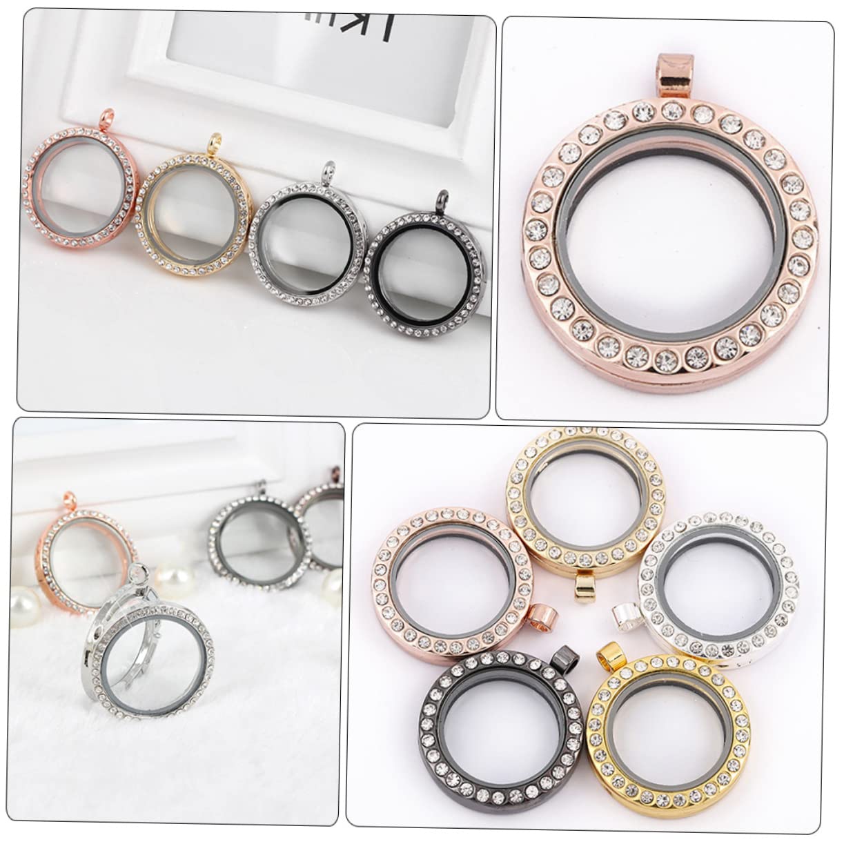Operitacx 20pièces Pendentifs Photo Ouvrables Alliage Avec Charms Pour Création De Bijoux Diy Locket Rond