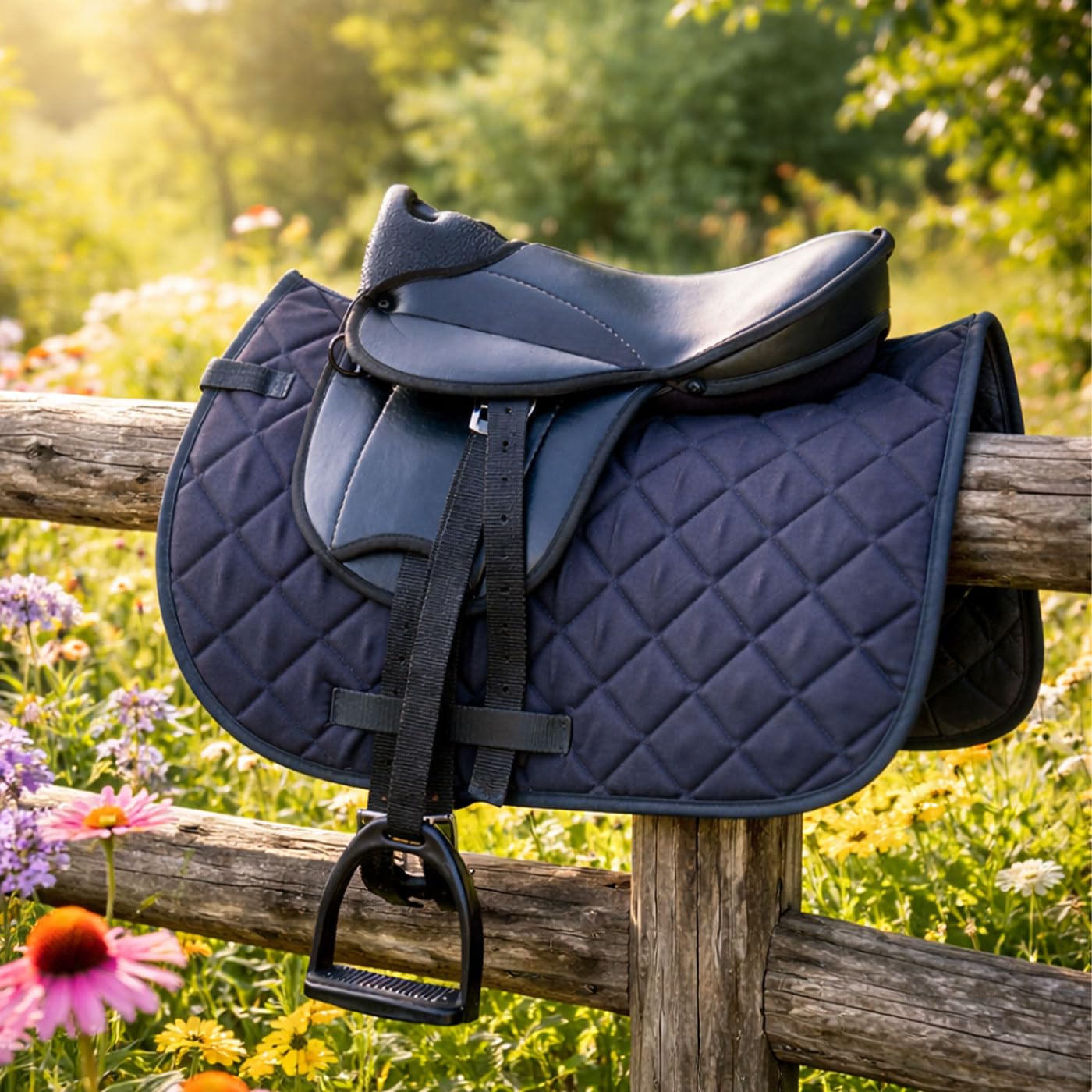 Selle de cheval en bois West Selle My Happy Pony Shetty Pony avec tapis, sangle, étriers (noir)