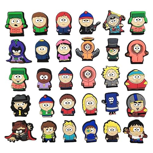 Super Cute Cartoon Themed Shoe Charms Value Pack Rubber Fun Charm for Women Men Teens Kids Gift - South Park 30pcs