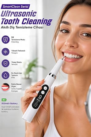 Auhma SmartClean AMF12 Ultrasonik Diş Temizleme Cihazı 5 Modlu Akıllı Diş Tartarı Ve Plak Temizleyici