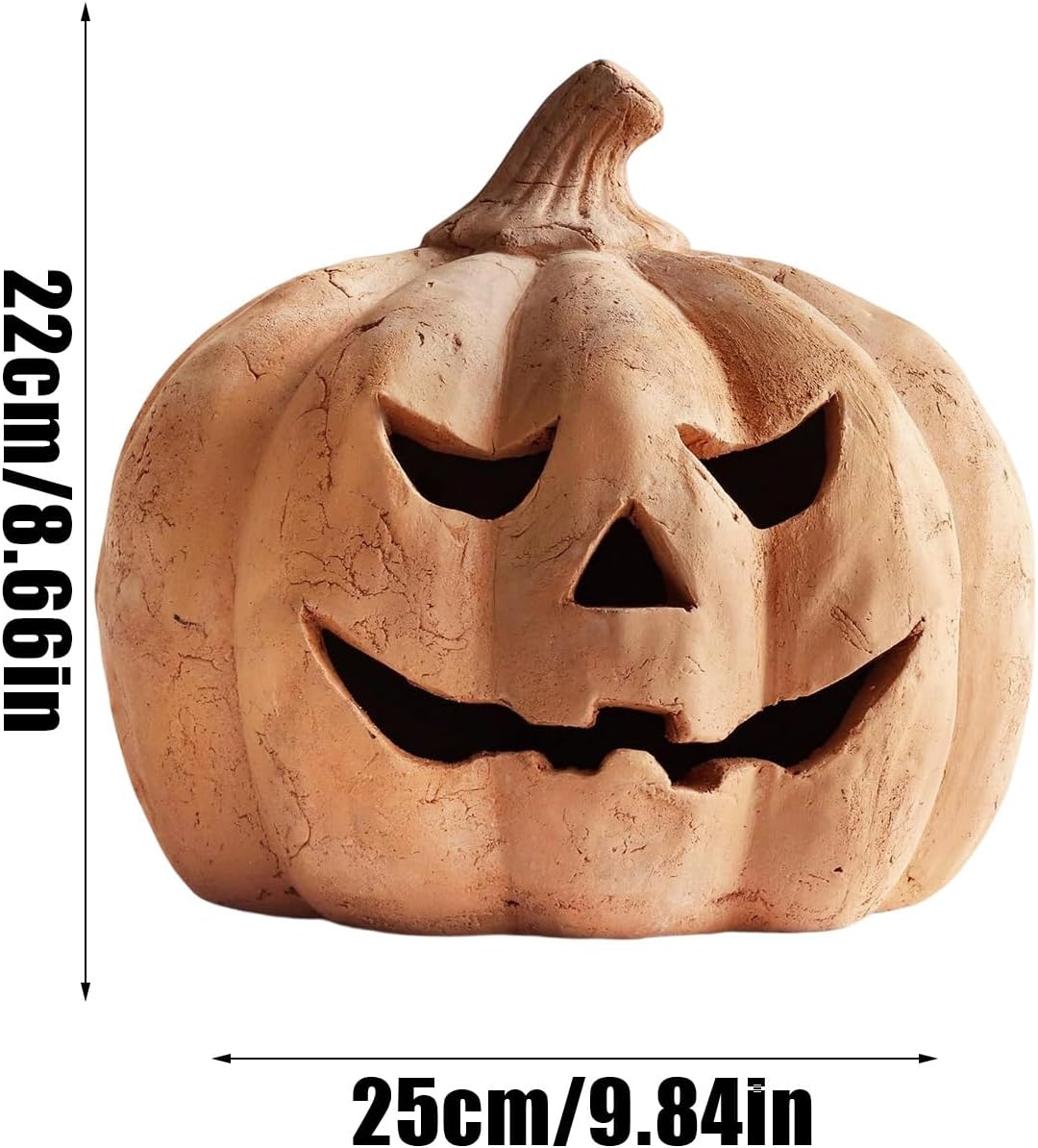 Jack O Lantern Fall Decor, Resin Halloween Pumpkin Lantern, Flameless Lighting Spooky Lamps for Indoor Fireplace Decorations