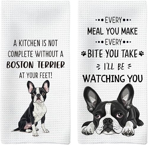 Tzhim Boston Terrier Gifts Küchentücher, 2er-Set, Boston Terrier, Geschenke für 