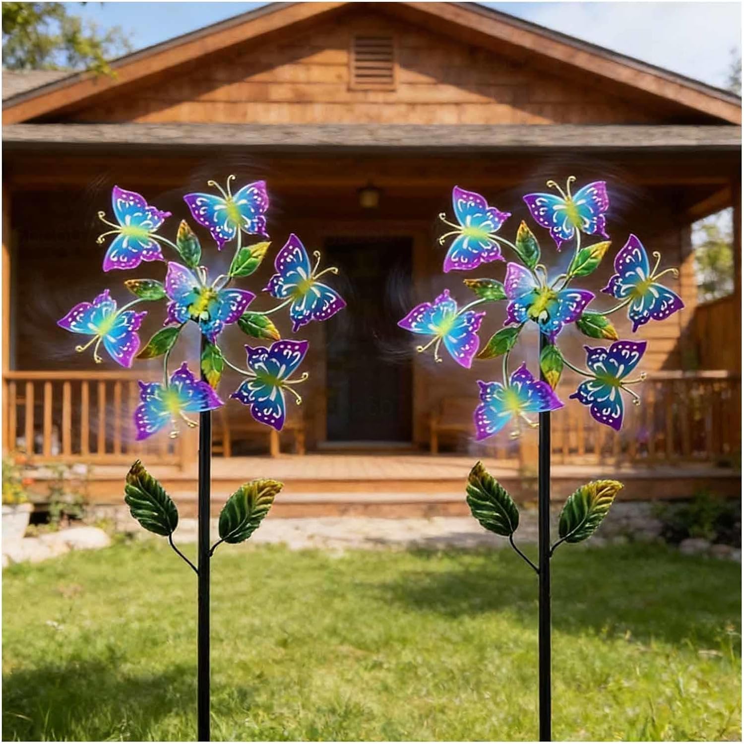 Wind Spinners, 46 inch/117cm Wind Streamer Stainless Steel, Yard Spinners On Stakes for Outdoor Patio Lawn Yard and Garden Decor,A（2Packs）