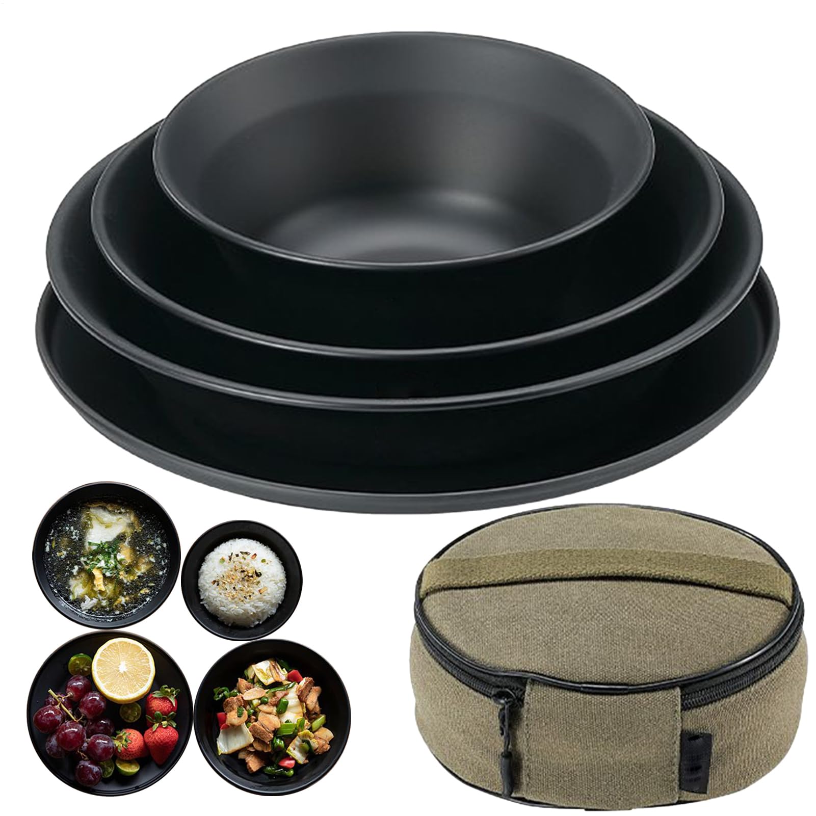 Geschirr-Set Für Camping Camping Teller Aus Edelstahl | Besteck Mit Hitzebeständigem Canvas Aufbewahrungsbeutel Wiederverwendbar Für Picknick Wanderungen Outdoor-Essen