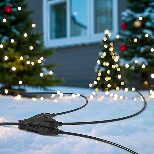 Miniatura 5 de BN-Link El juego de 2 cables de extensión para exteriores es ideal para decoraciones de patio y equipo de jardín. Con tres tomas de corriente puedes