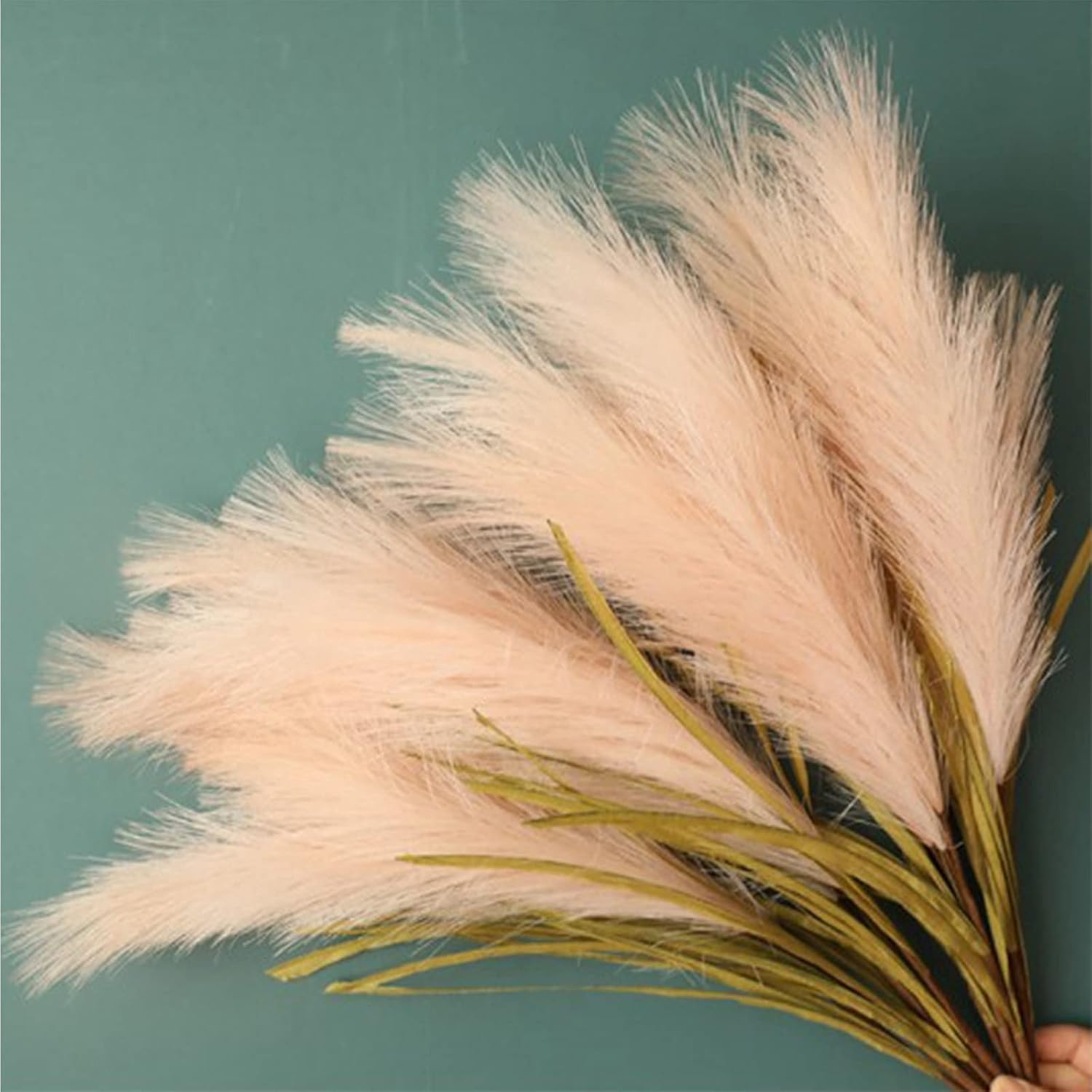 LACKINGONE 4Pcs Pampas Grass Decor 30 inch Artificial Pampas Grass Branches, Faux Pampas Grass Boho Room Decor Flowers Bunches for Home Kitchen Wedding Party