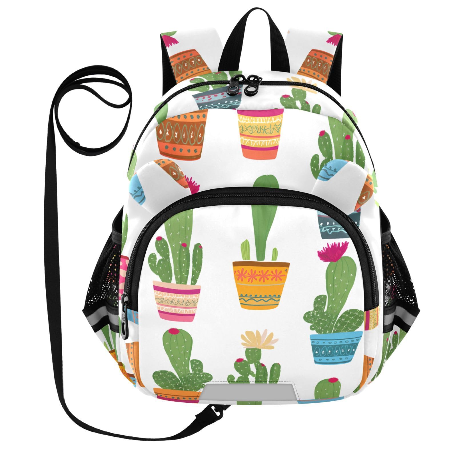 Potted Cactus Plant White Toddler Harness Backpack for Boys Girls 3-6 Years Kids Backpack with Anti Lost Safety Leash Child Leash Backpack for Preschool Walking Travel