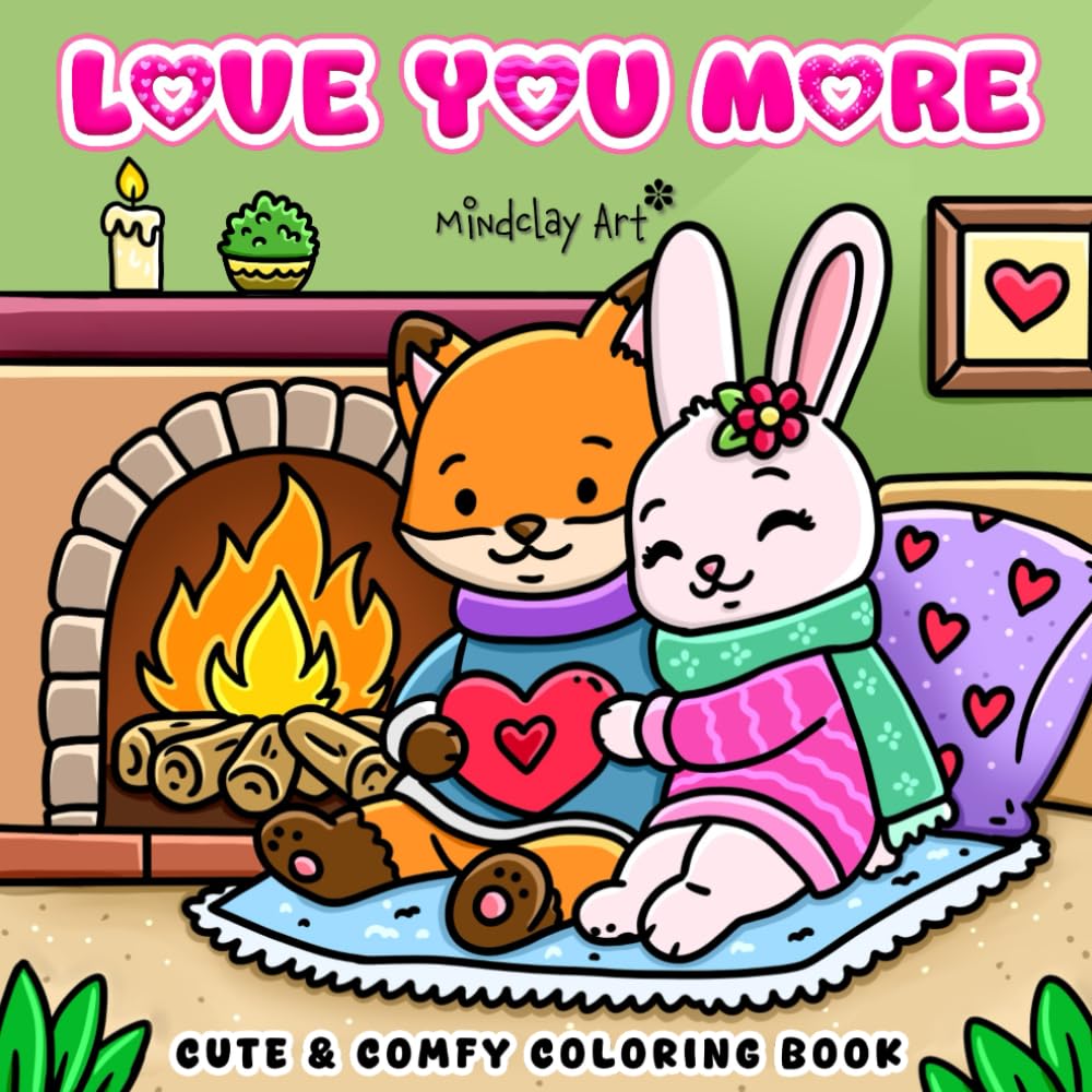 Love You More Coloring Book: For Adults and Teens, Sweetheart, Girl Moments, Cute and Cozy Hygge Spaces For Stress Relief and Relaxation. (Cute & Cozy Coloring Series)
