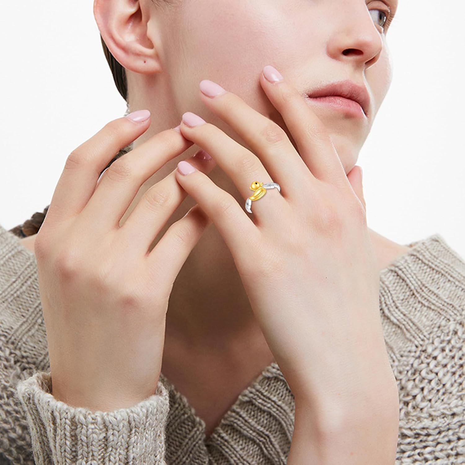 CRMAD Duck Ring for Women Sterling Silver Duck Ring Cute Animal Jewelry Gift for Women - Image 2