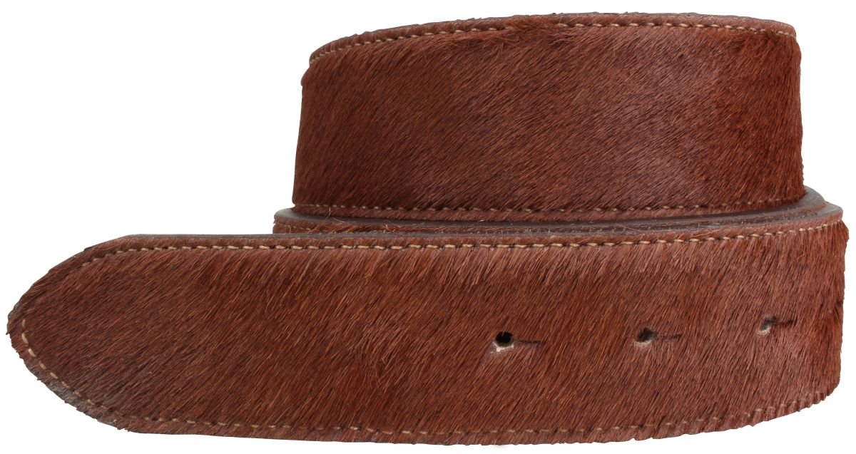 BELTINGER Wechselgürtel mit Fell ohne Schnalle 4 cm | Kuh-Ledergürtel für Damen Herren 40mm | Fell-Druckknopfgürtel 4cm