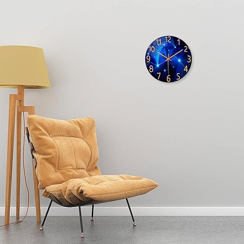 Miniatura 3 de Reloj de pared azul con pilas 14 pulgadas moderno reloj de pared no tictac reloj de cristal para sala de estar