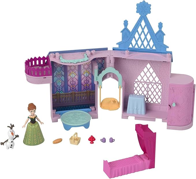 Disney Frozen Storytime Stackers Castillo de Arendelle de Anna Conjunto de juego, casa de muñecas con muñeca pequeña, Ol