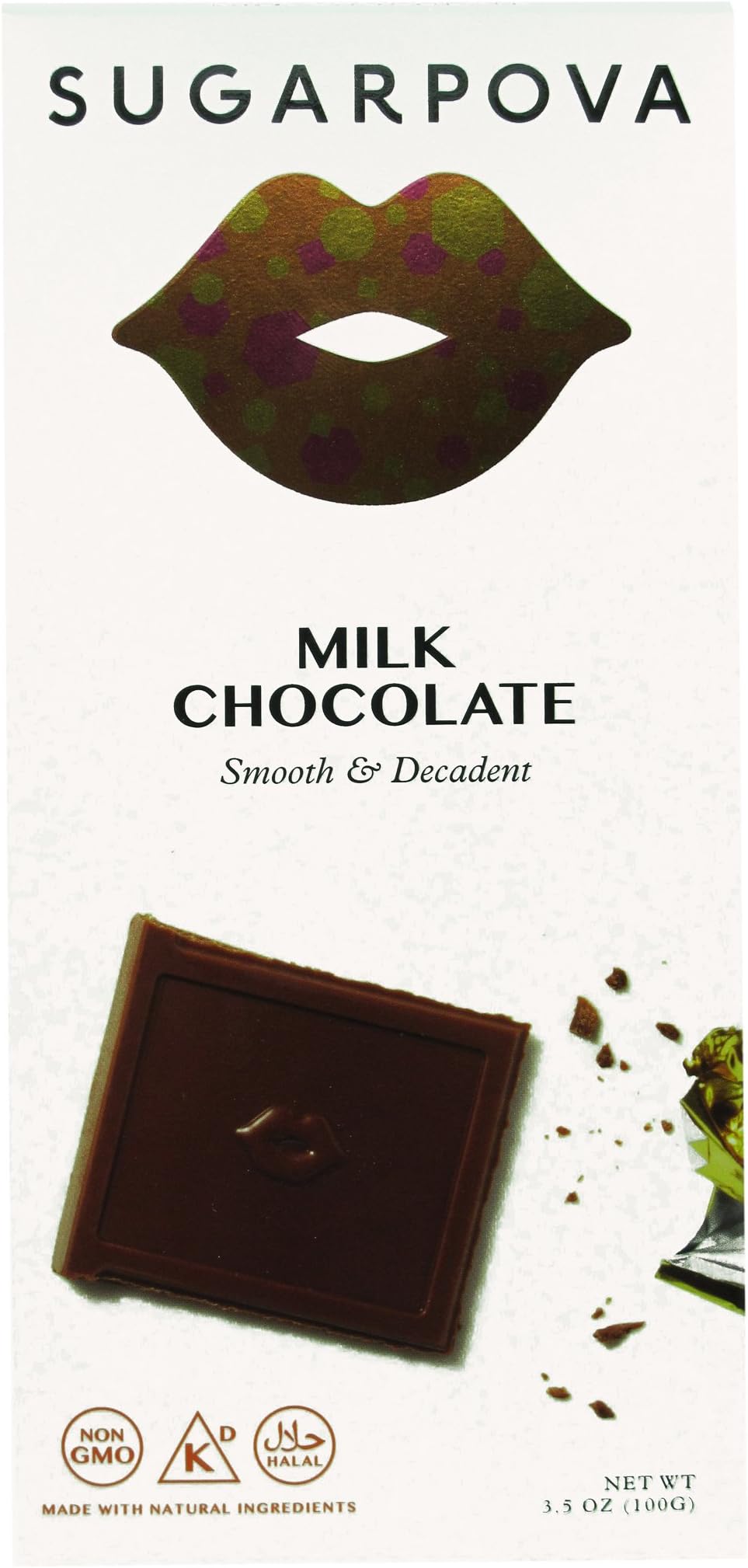 European Chocolate Sugarpova Milk Chocolate Slim Bar, 12 Count