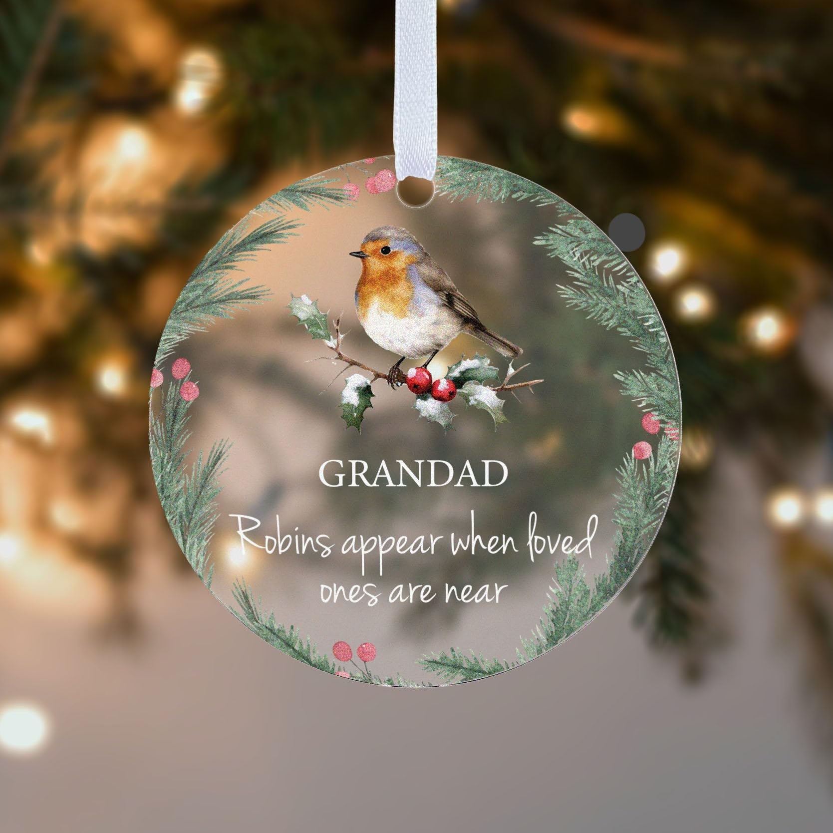 Personalised Robin Memorial Christmas Bauble | In Loving Memory Tree Decoration Keepsake