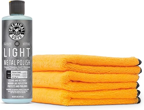 Miniatura 10 de Chemical Guys, Heavy Metal Polish SPI_402_16 - Abrillantador pesado restaurador y protector para metales (16 oz) y toallas de microfibra de grado