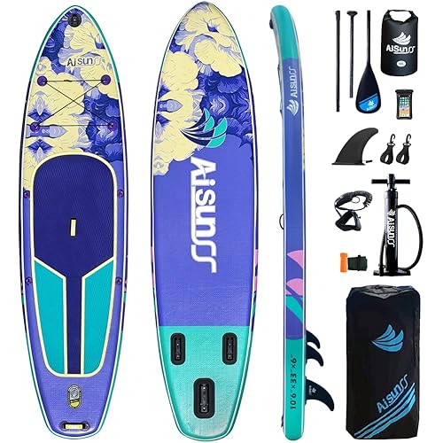 Inflatable Paddle Board for Adult, Paddle Board for All Skill Levels, Wide SUP Board with Primium Accessories Include SUP Carry Bag, Hand Pump, 10L Waterproof Bag