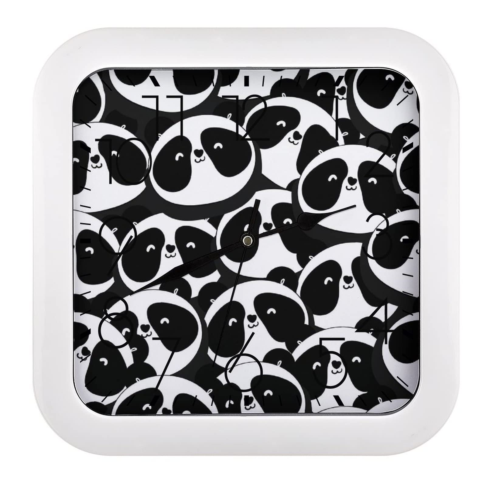 Pendule murale silencieuse panda 26cm sans tic-tac pour des nuits paisibles en chambre