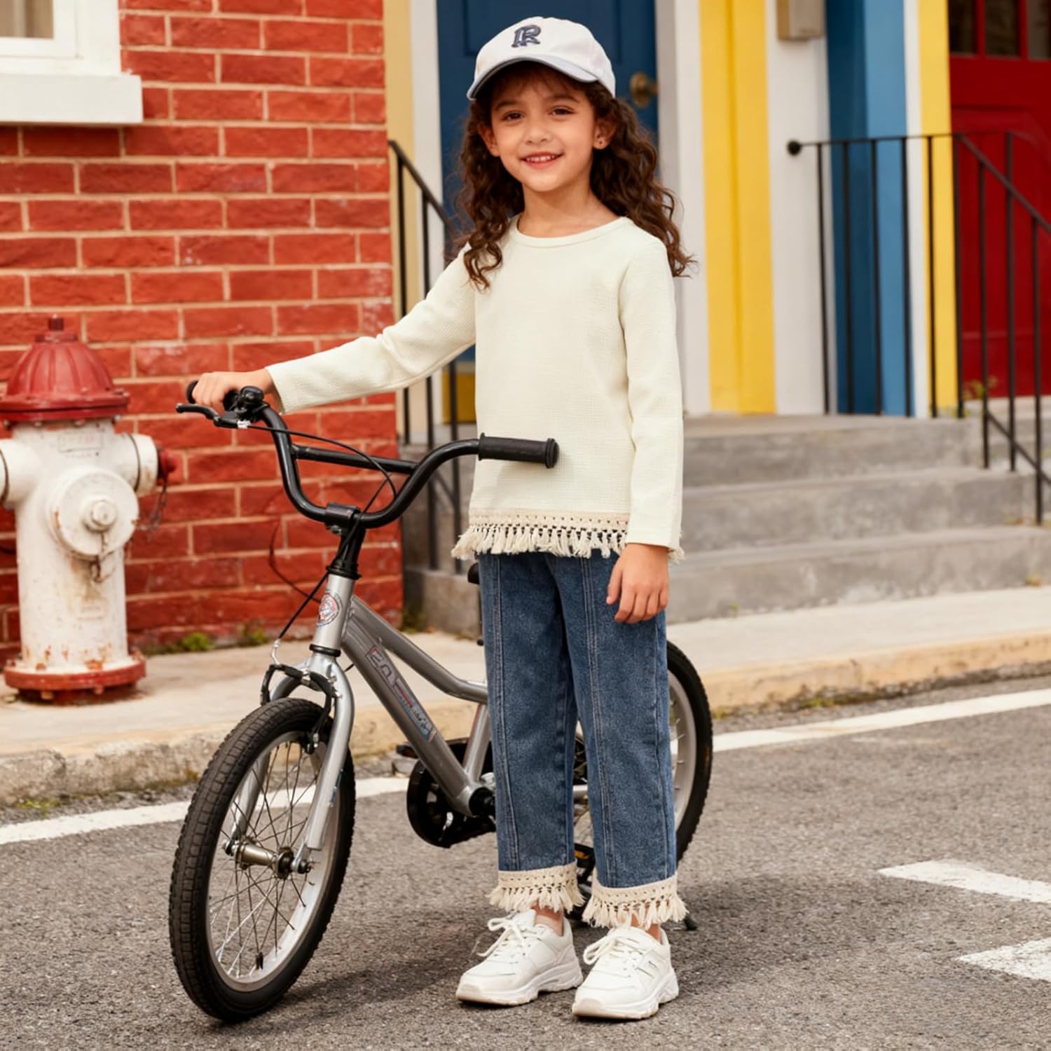 3-7 Years Toddler Girls Pants Set - Tassel Top & Washed Denim Pants Fall Winter Clothing Outfits Set for Girls - Image 3