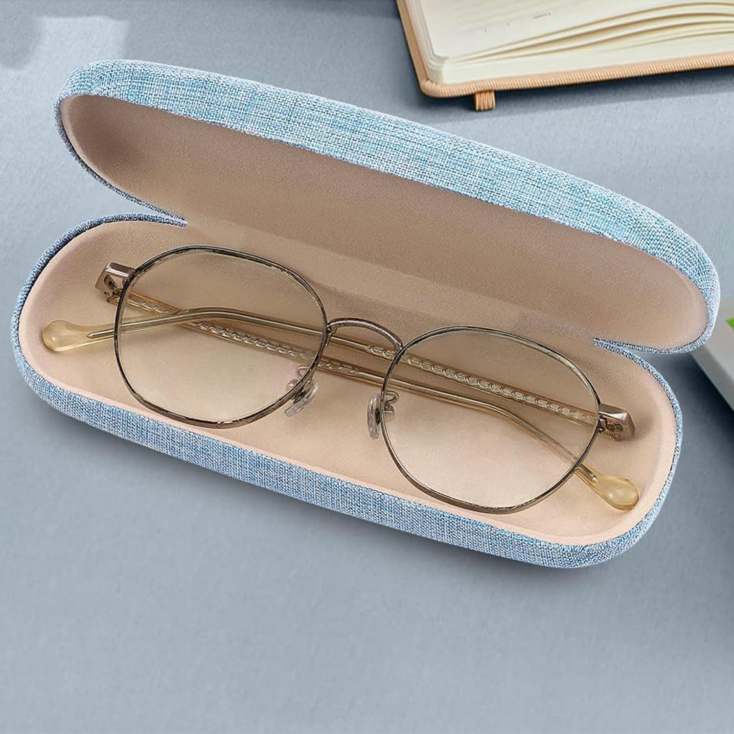 ABAJI Eyeglasses Case Kids Students Reading Glasses Organizer Hard Shell Lint Lining Snap Close Men Women Boys Girls