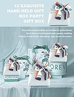 Vista 4 de NOWDER Paquete de 12 bolsas de regalo de cuero para dulces de boda con asa, cajas reutilizables de recuerdo de fiesta para baby showers, cumpleaños