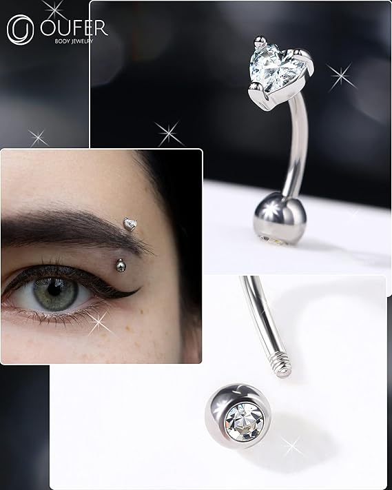 Piercing Ombelico Acciaio Chirurgico 14G - Anello Con Zircone, 10mm