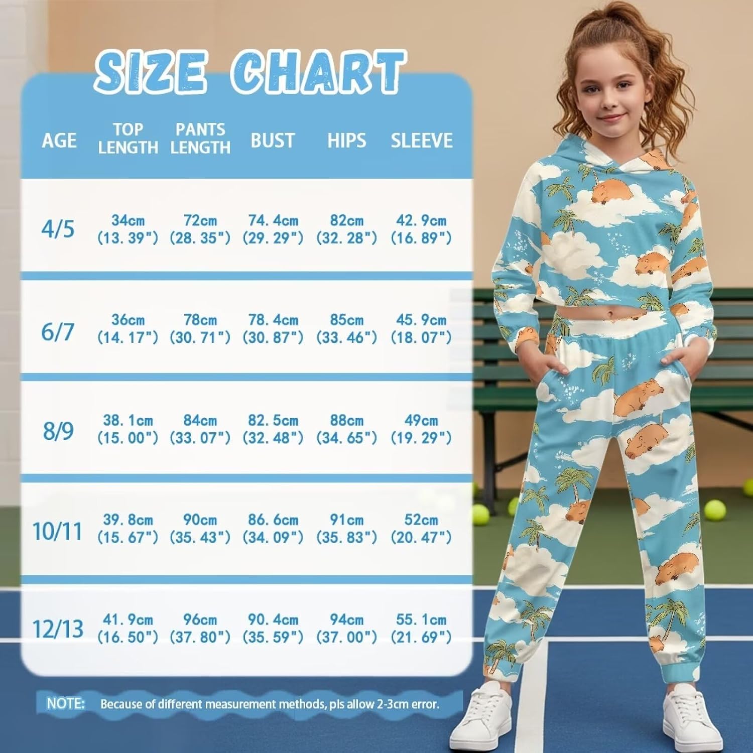Girls 2 Piece Sweatshirt Set Long Sleeve Crop Tops Jogger Sweatpants with Pockets Kids Hoodie Size 4-13 Years Old