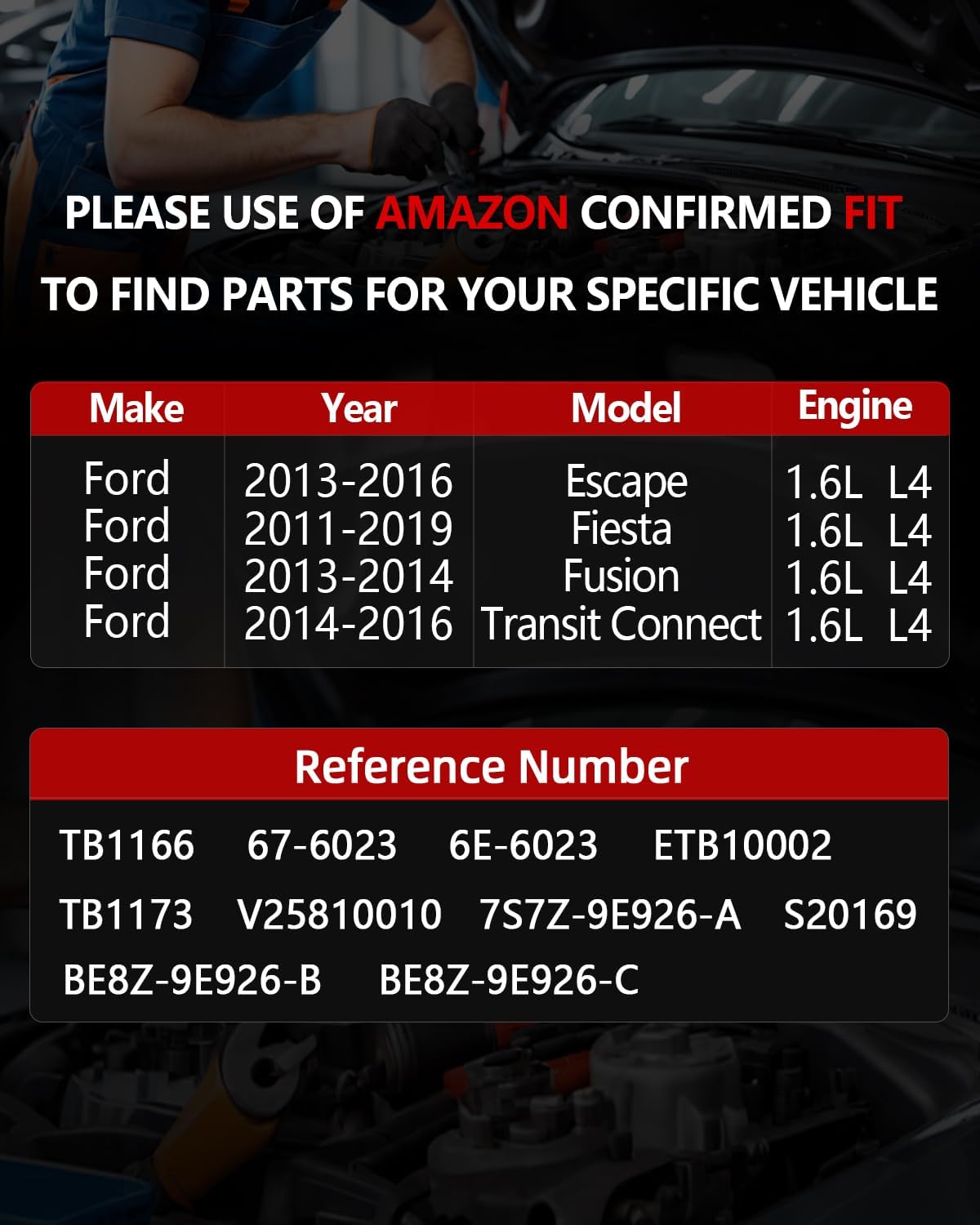 OKLPF Electronic Throttle Body Compatible with 2011 2012 2013 2014 2015 2016 2017 2018 2019 Ford Fiesta Escape Fusion Transit Connect L4 1.6L,Replace TB1166 TB1173 ETB10002 S20169 Throttle Body