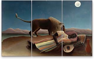 Niwo ART - The Sleeping Gypsys, World's Most Famous Paintings Series, Canvas Wall Art Home Decor, Gallery Wrapped, Stretched, Framed Ready to Hang (20"x12"x3/4", 3pcs)