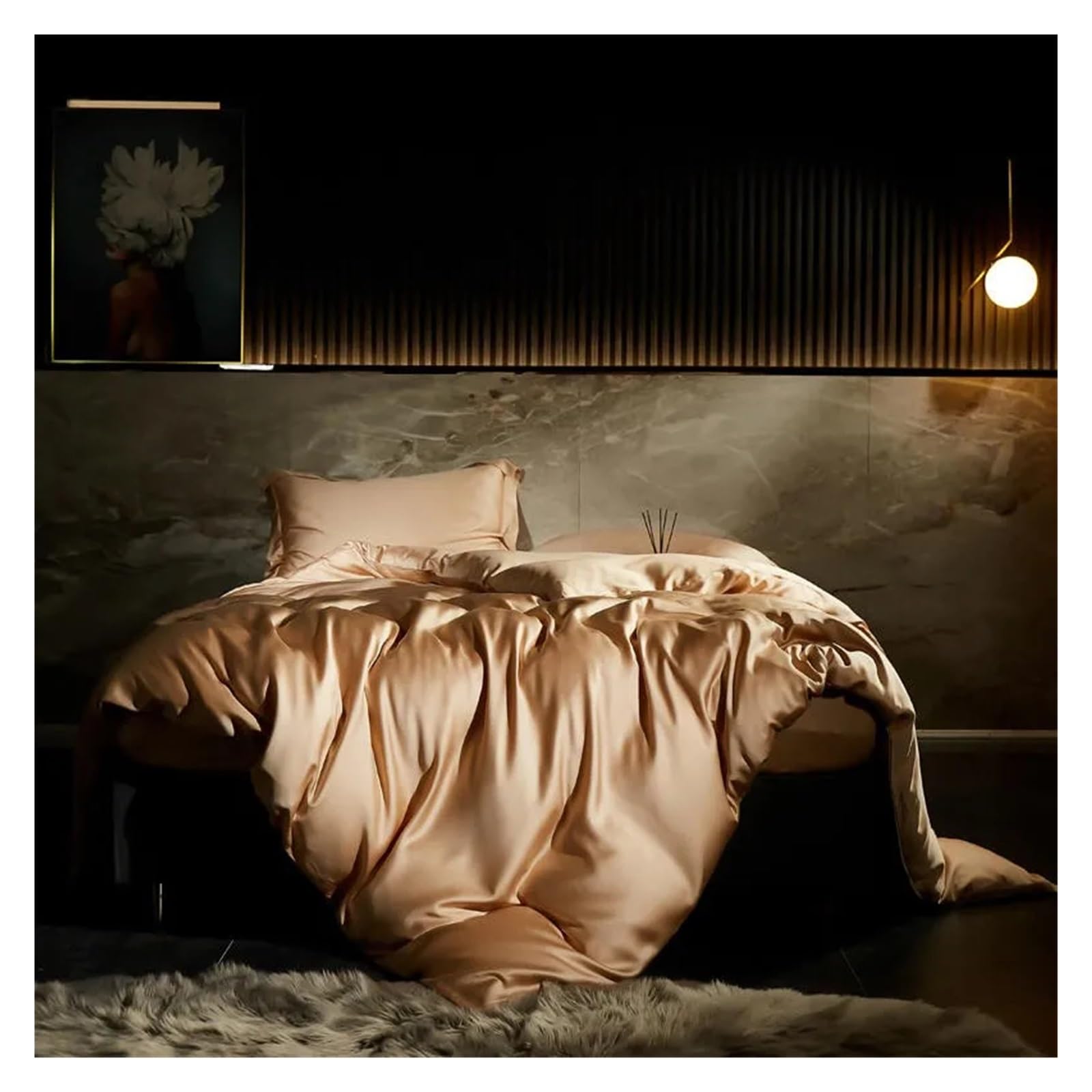 Sbcgfy B Silk Duvet Cover Set Ed Sheet Pillowcases Softest Cooling Smooth Edding Set Double Queen King Family,Cotton Duvet, Zq-11042,-Fitted Ed Sheet_king 4Pcs