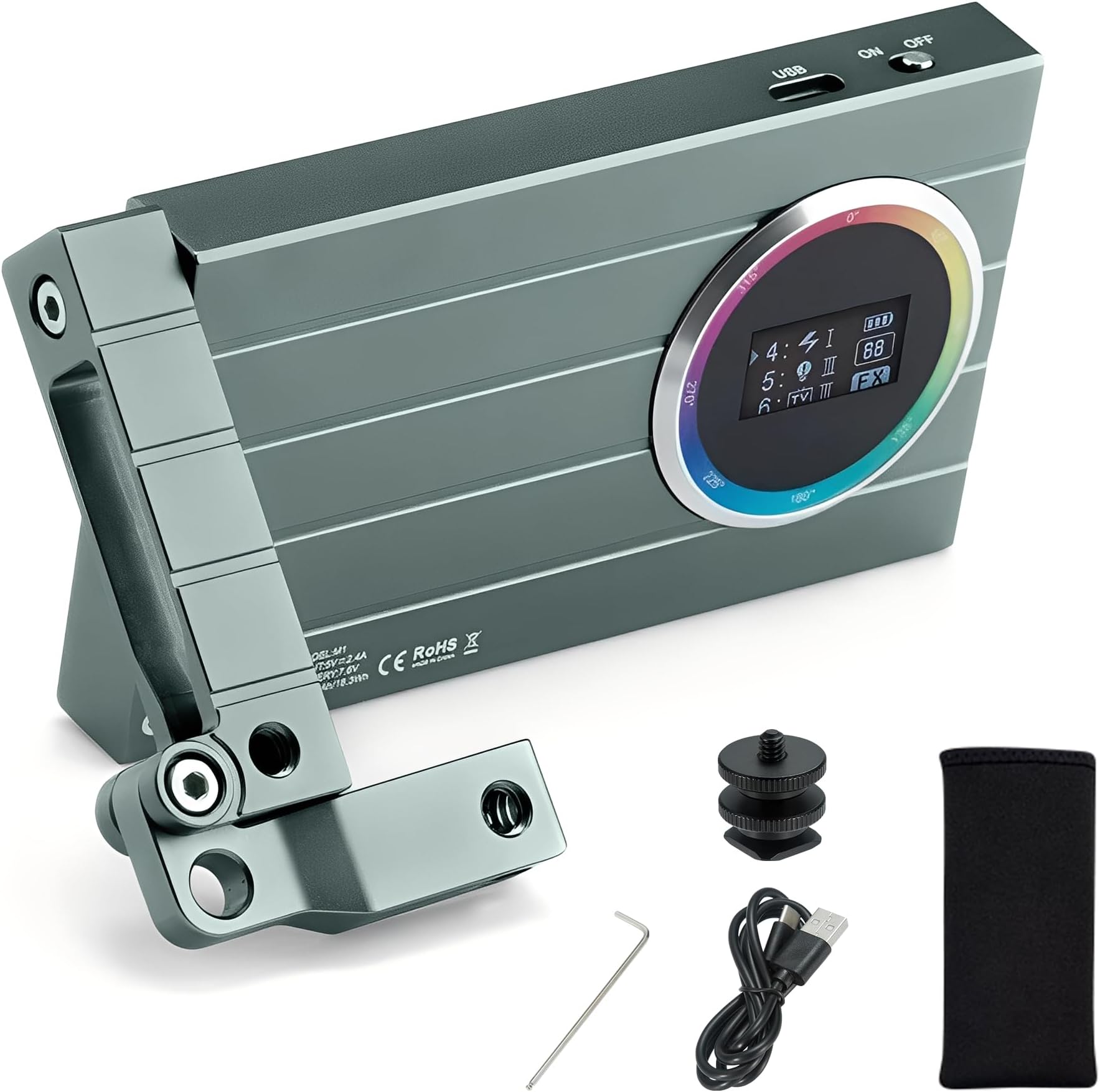 M1 RGB Mini Creative Light,Led Video Light,13W 2500k-8500k Adjustable,CRI97 TLCT 97 RGB 0-360 Full Color,Music Beats Light Function and 40 FX Lighting Effects with Aluminum Alloy Shell(Green)