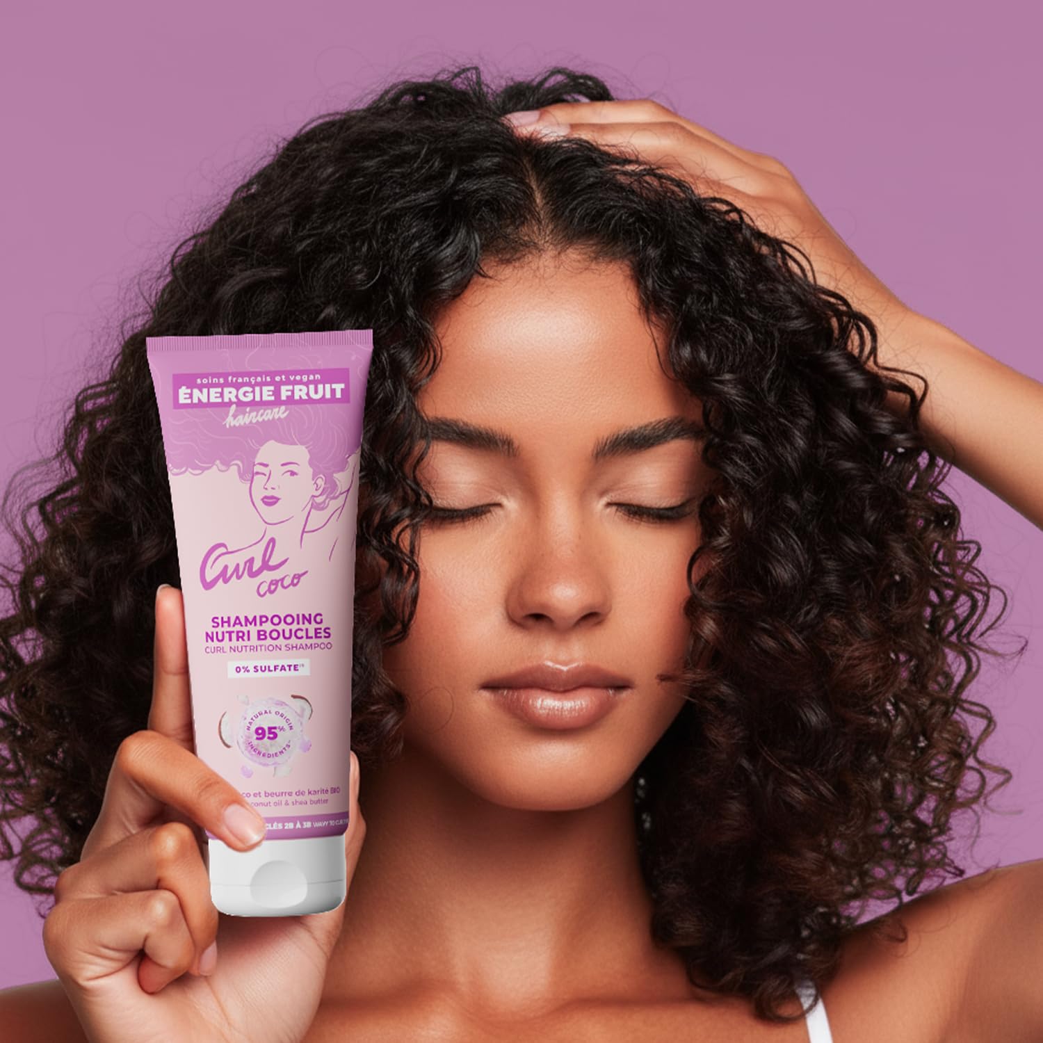 ENERGIE FRUIT – Coffret Cadeaux Curl Detox Cheveux Bouclés – 6 produits + Trousse Offerte – Shampoing, Masque, Sérum Cuir Chevelu, Gelée Définition, Lait Coiffant Nourrissant et Brosse Moussante