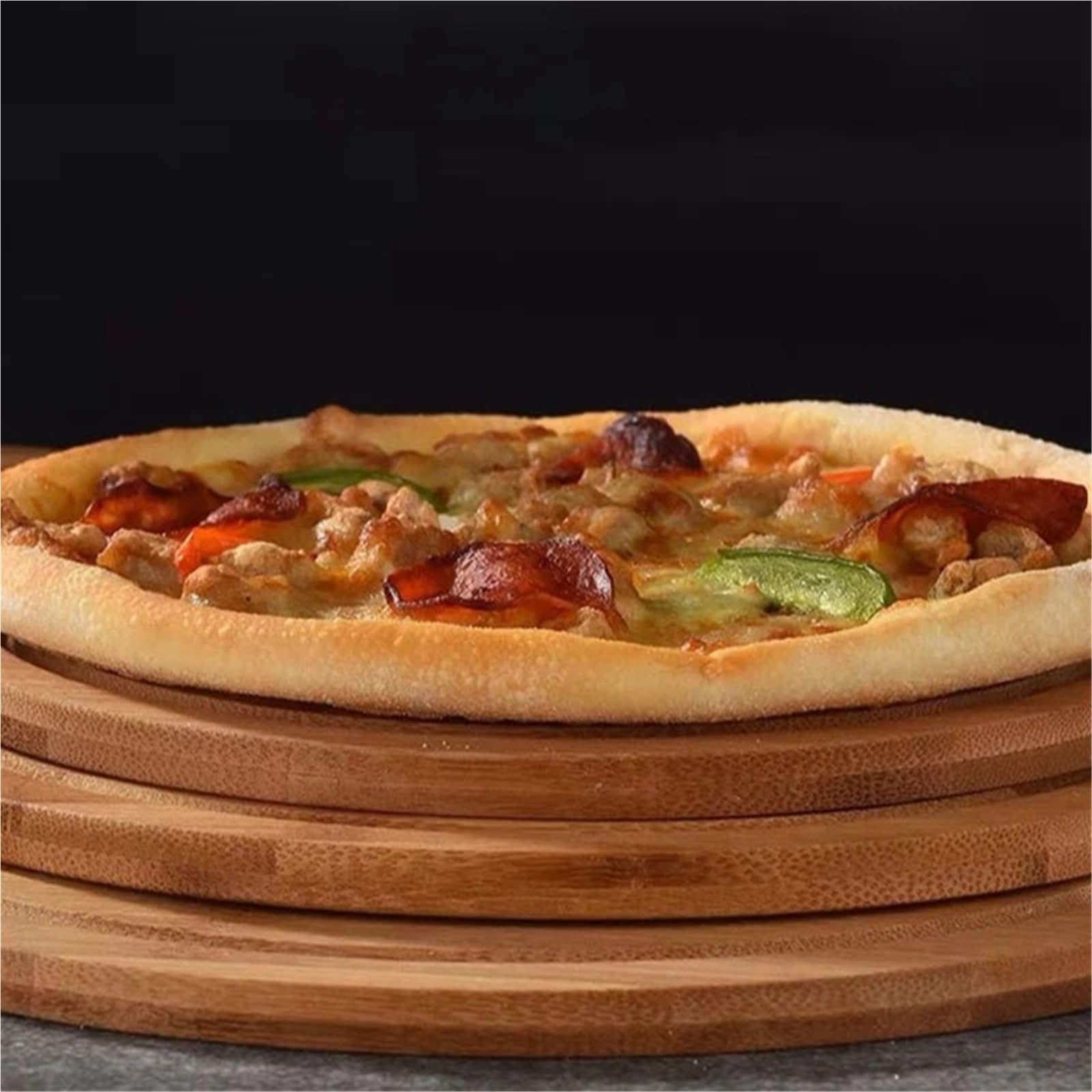 Pizzabrett aus Holz, rundes Backblech mit Pizzastein und Schneidebrett, Backzubehör für die Küche