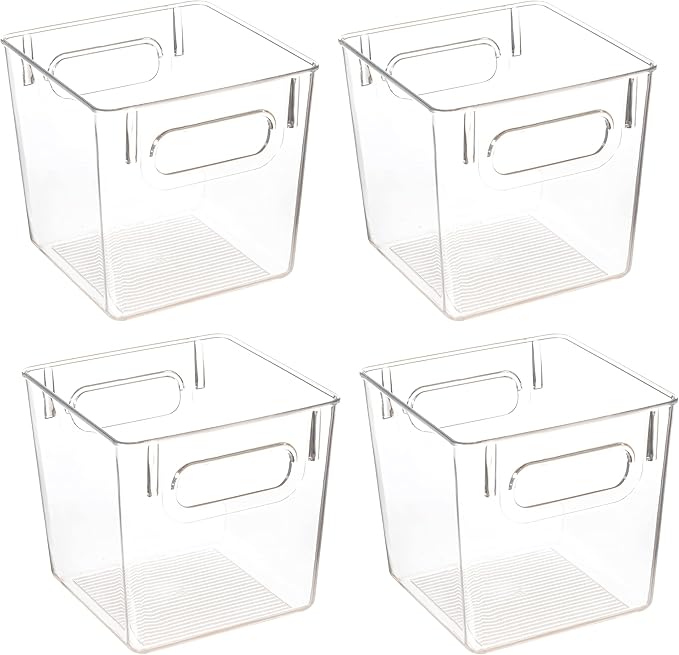 Amtido Clear Plastic Storage Bins for FridgeFreezer, Cupboard, and