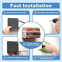 Vista 7 de Estantería flotante de libros FENTEC para pared, estantería flotante invisible montada en la pared, estanterías colgantes resistentes, estante