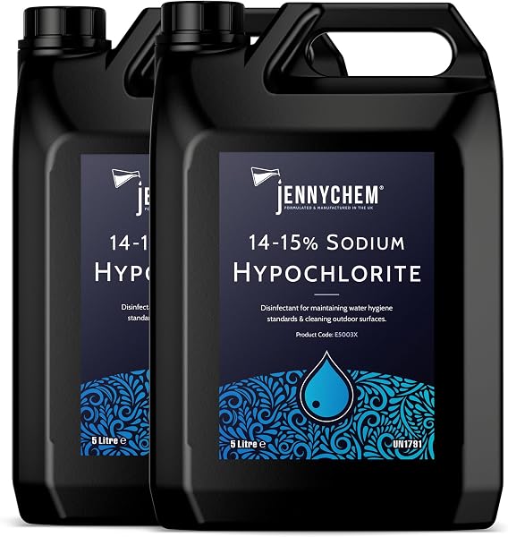 Jennychem Sodium Hypochlorite Solution 14-15%, Powerful Swimming Pool Chlorine, Patio Cleaner, Transform Your Outdoor Space (10L) - 1