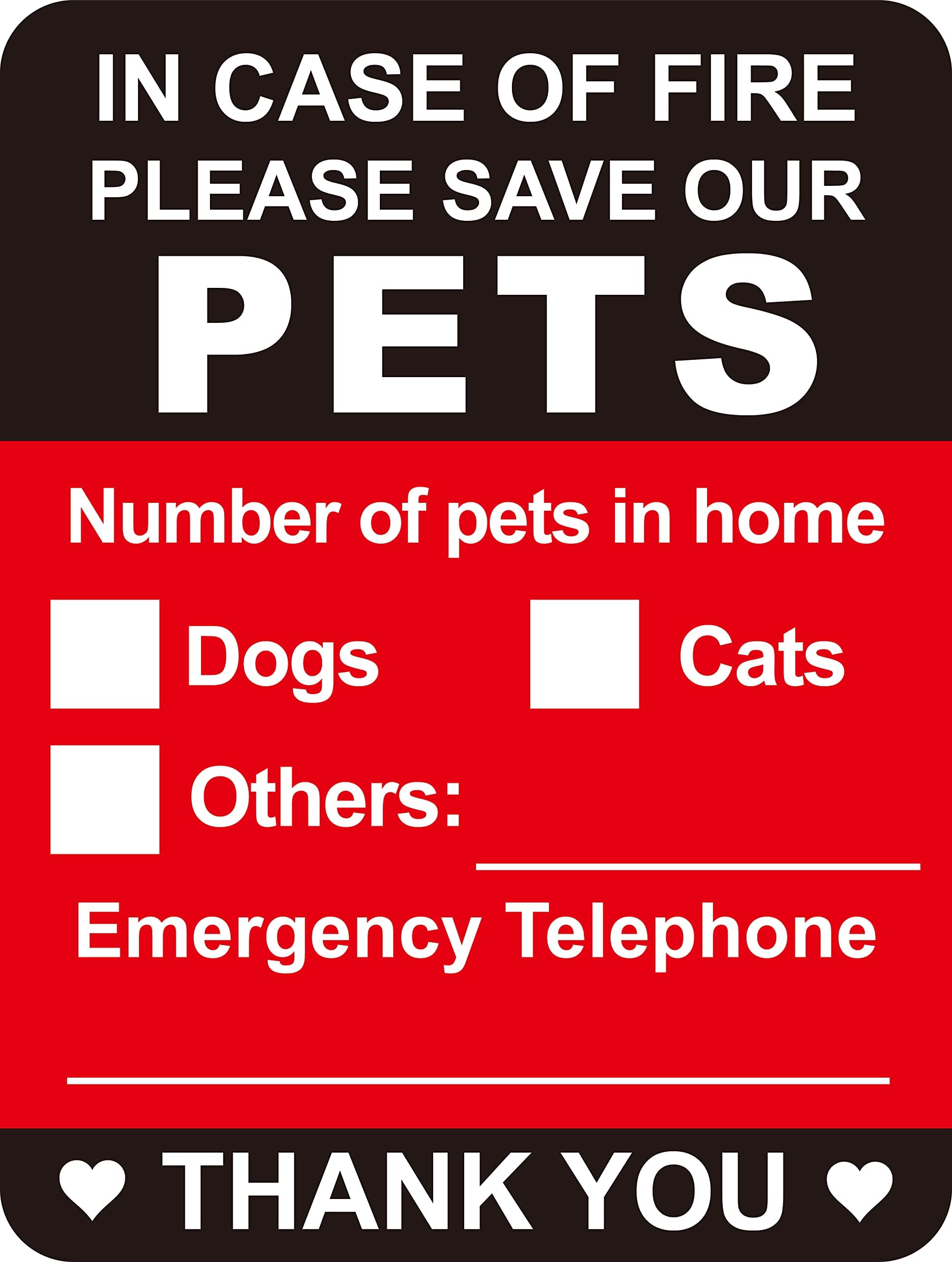 10pcs 4x5.3 inch Save Pets Emergency Sticker, Pet Inside Fire Rescue Stickers for Firefighters,Emergency Save Pet Sticker for House Home Window Pet Door,Waterproof,Weatherproof